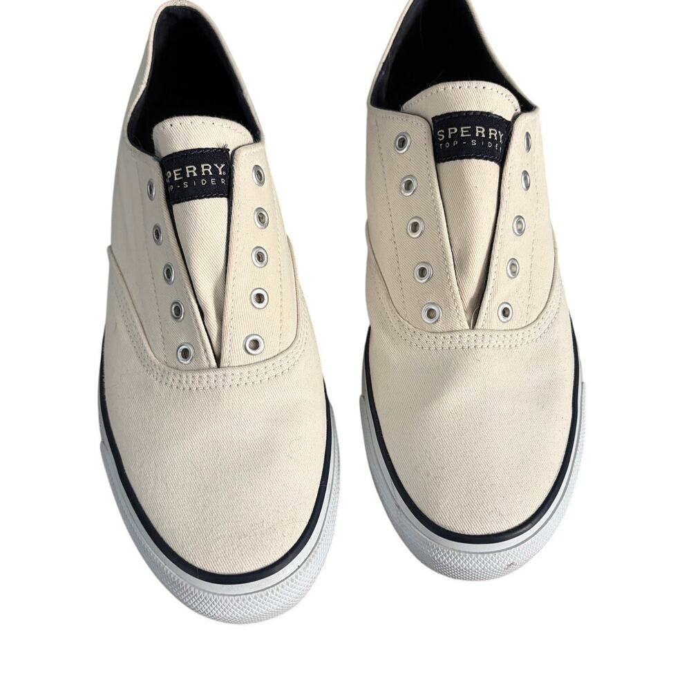 Sperry Top-Sider Canvas Slip On Sneakers Ivory White Casual Shoes Women's 8.5
